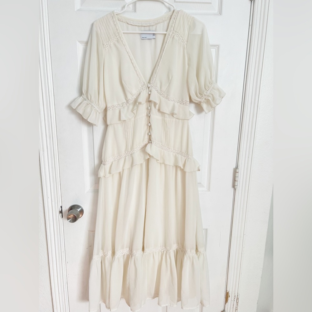 Asos Design | Button Through Lace Insert Tiered M… - image 1